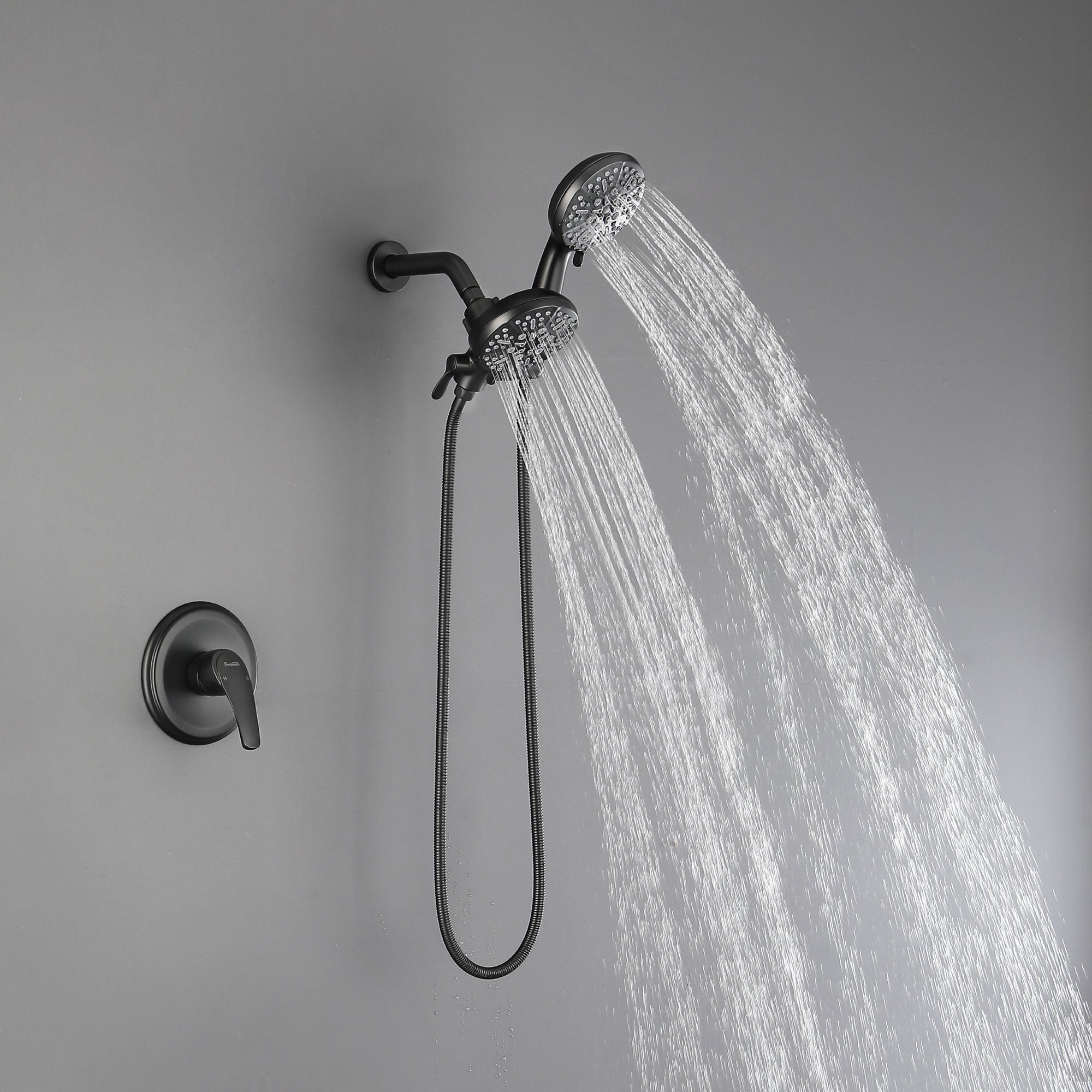 Dual-Function Shower Faucet Set with Valve Bathroom High Pressure 35 Setting Dual 2 in 1 Shower System with Handheld Showerhead 3-way Water Diverter Shower