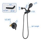 Dual-Function Shower Faucet Set with Valve Bathroom High Pressure 35 Setting Dual 2 in 1 Shower System with Handheld Showerhead 3-way Water Diverter Shower