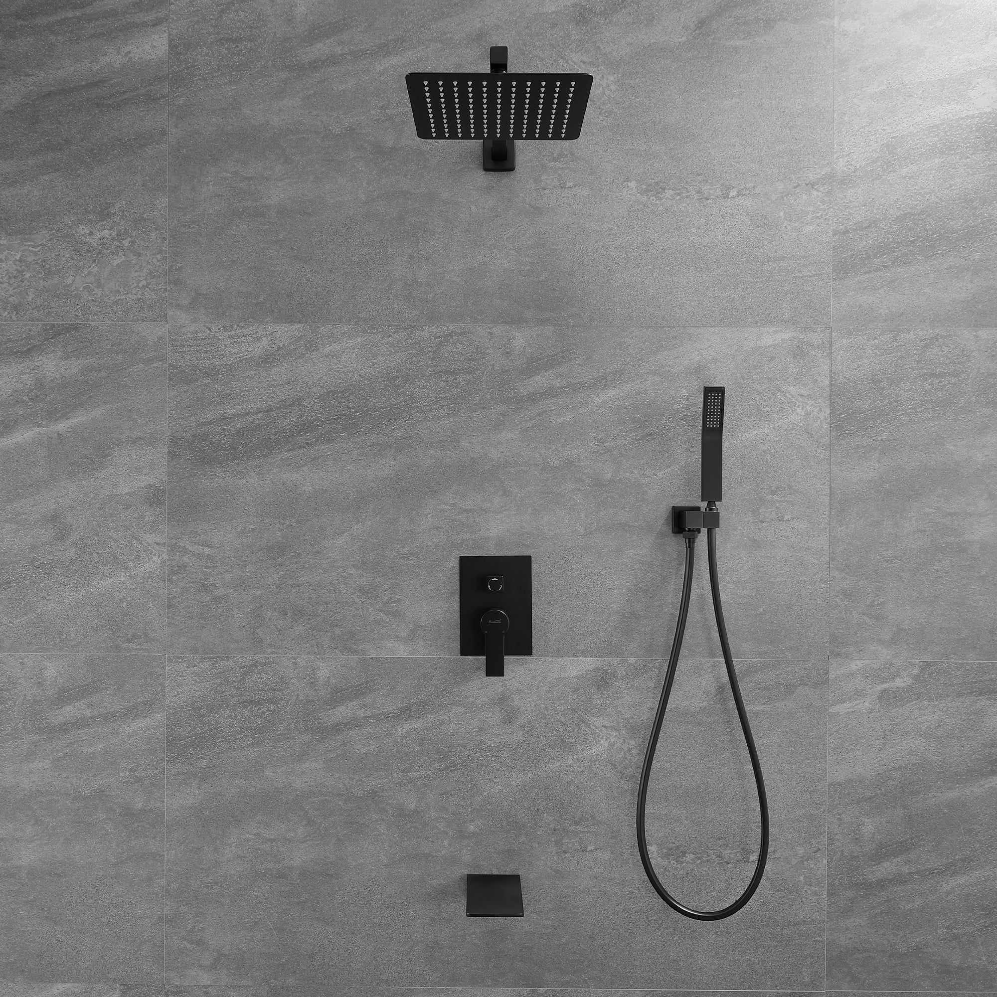 Shower System with Waterfall Tub Spout and Handheld Shower Head, 10" Rain Shower Faucet Sets