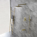 Shower System with Waterfall Tub Spout and Handheld Shower Head, 10" Rain Shower Faucet Sets
