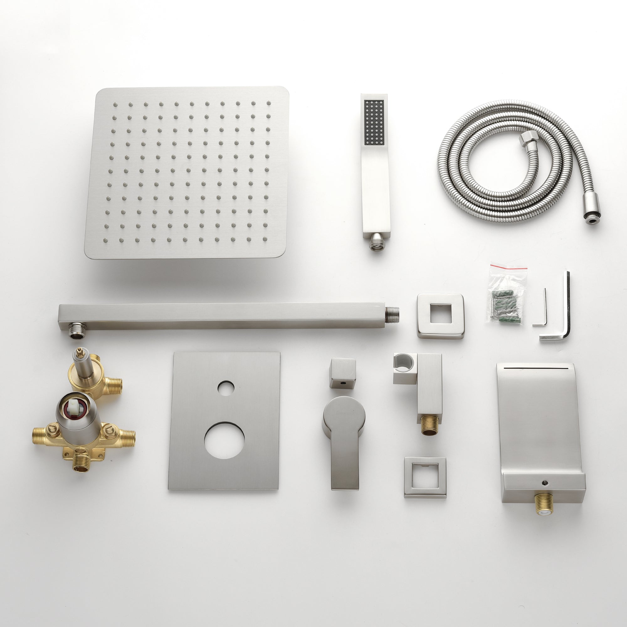 Shower System with Waterfall Tub Spout and Handheld Shower Head, 10" Rain Shower Faucet Sets