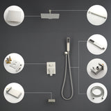 Shower System with Waterfall Tub Spout and Handheld Shower Head, 10" Rain Shower Faucet Sets