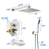 Shower System with Waterfall Tub Spout and Handheld Shower Head, 10" Rain Shower Faucet Sets
