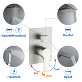 Shower System with Waterfall Tub Spout and Handheld Shower Head, 10" Rain Shower Faucet Sets