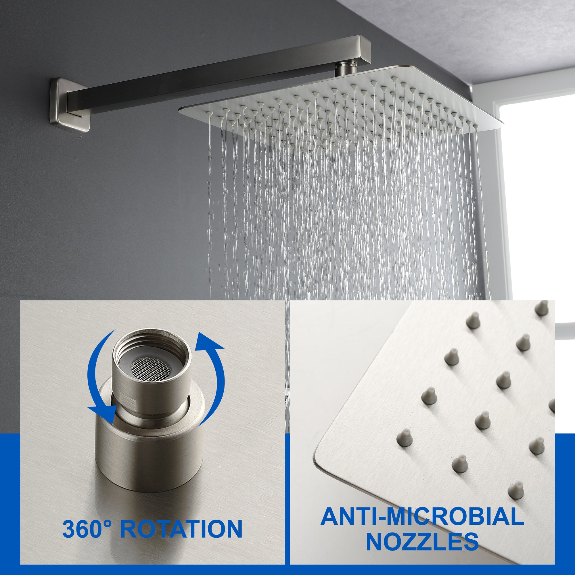 Shower System with Waterfall Tub Spout and Handheld Shower Head, 10" Rain Shower Faucet Sets