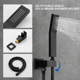 Ceiling Mounted Rain Shower System, Handheld Shower Head, 12" Rain Shower Faucet Sets