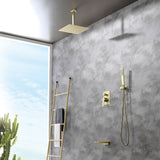 Ceiling Mounted Rain Shower System, Handheld Shower Head, 12" Rain Shower Faucet Sets