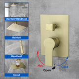 Ceiling Mounted Rain Shower System, Handheld Shower Head, 12" Rain Shower Faucet Sets