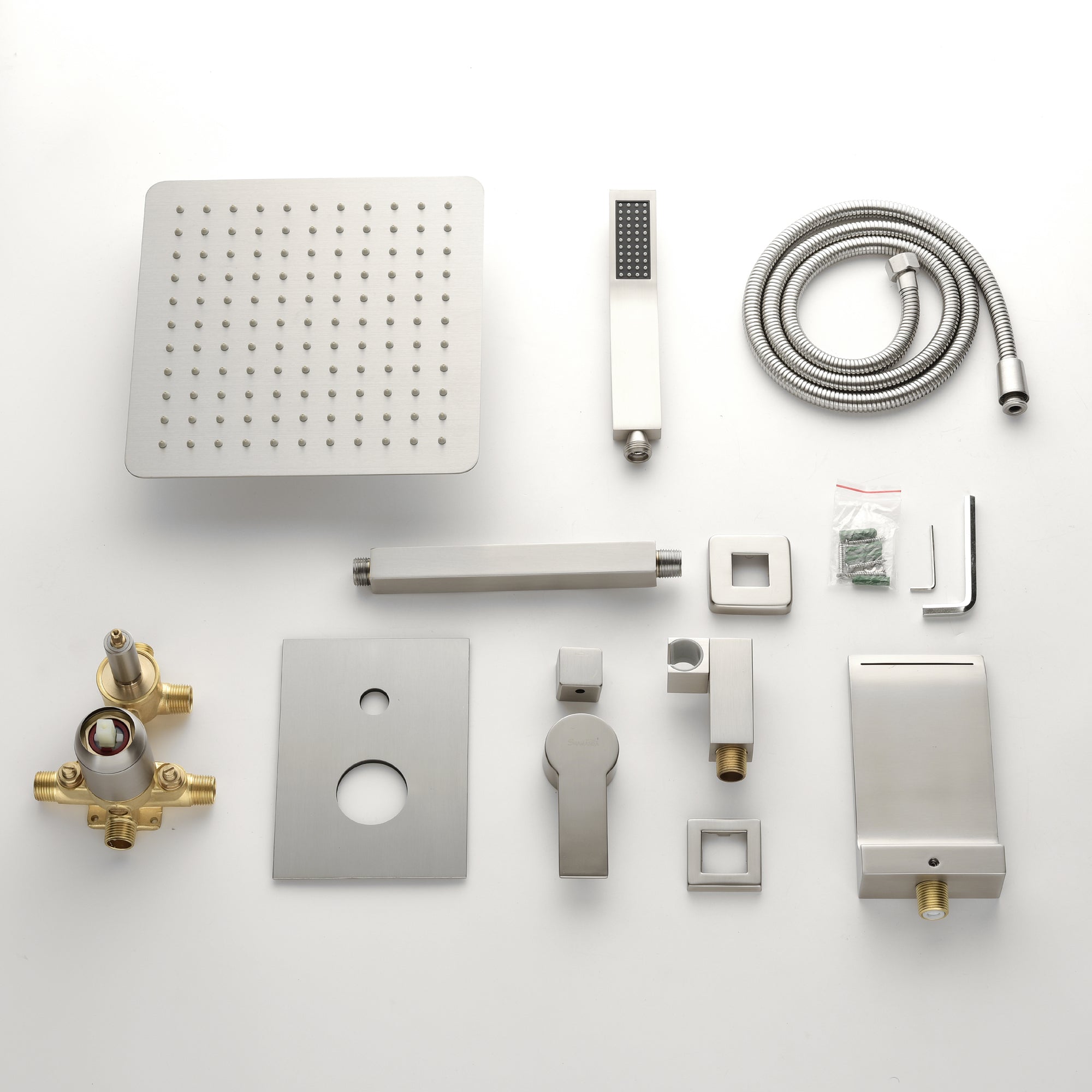 Ceiling Mounted Rain Shower System, Handheld Shower Head, 12" Rain Shower Faucet Sets