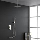 Ceiling Mounted Rain Shower System, Handheld Shower Head, 12" Rain Shower Faucet Sets