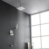Ceiling Mounted Rain Shower System, Handheld Shower Head, 12" Rain Shower Faucet Sets