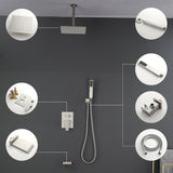 Ceiling Mounted Rain Shower System, Handheld Shower Head, 12" Rain Shower Faucet Sets