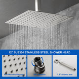 Shower System 12 Inch Rain Shower Head Ceiling Mount with Handheld Spray Luxury High Pressure Shower Combo Set