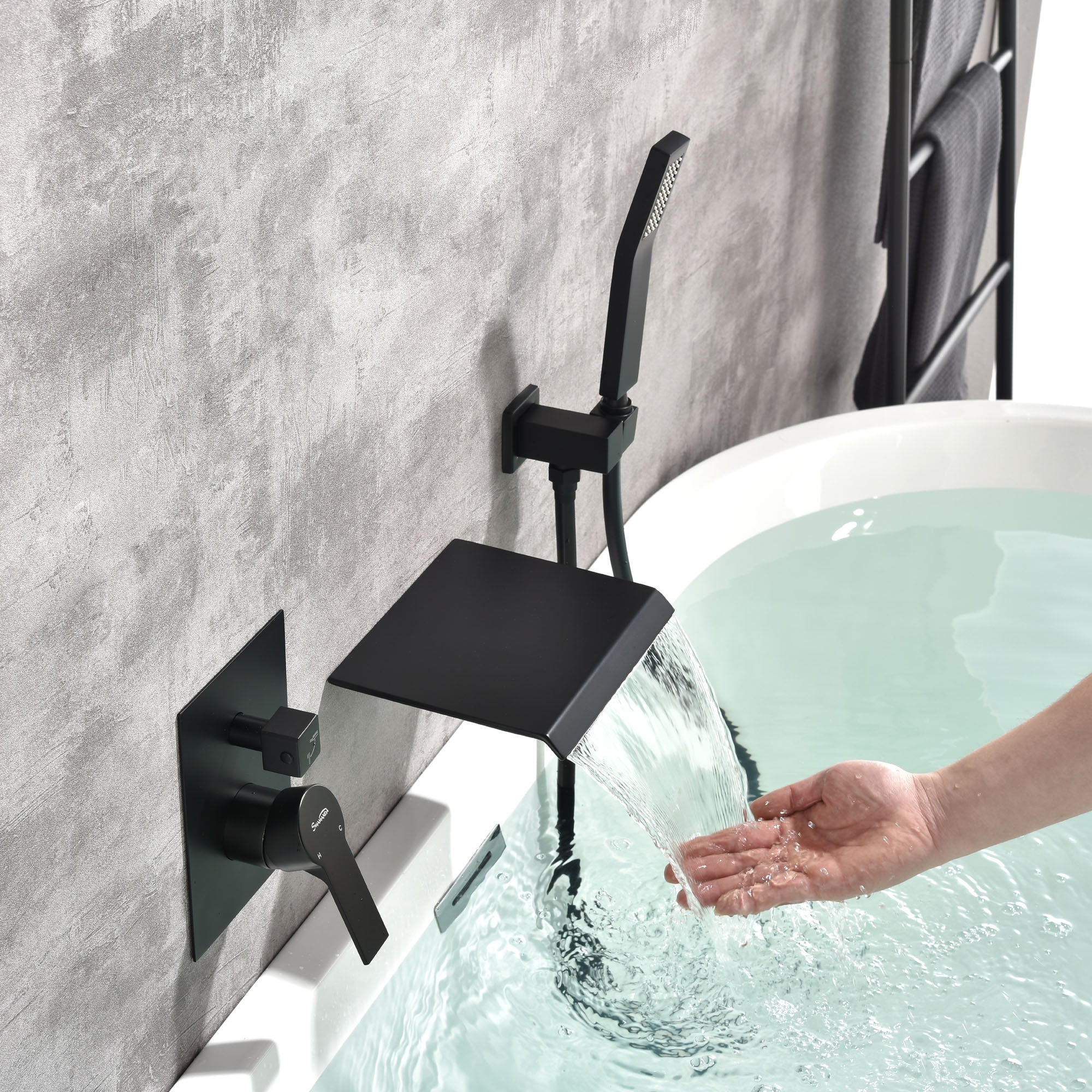 Waterfall Tub Faucet Wall Mount Roman Tub Filler