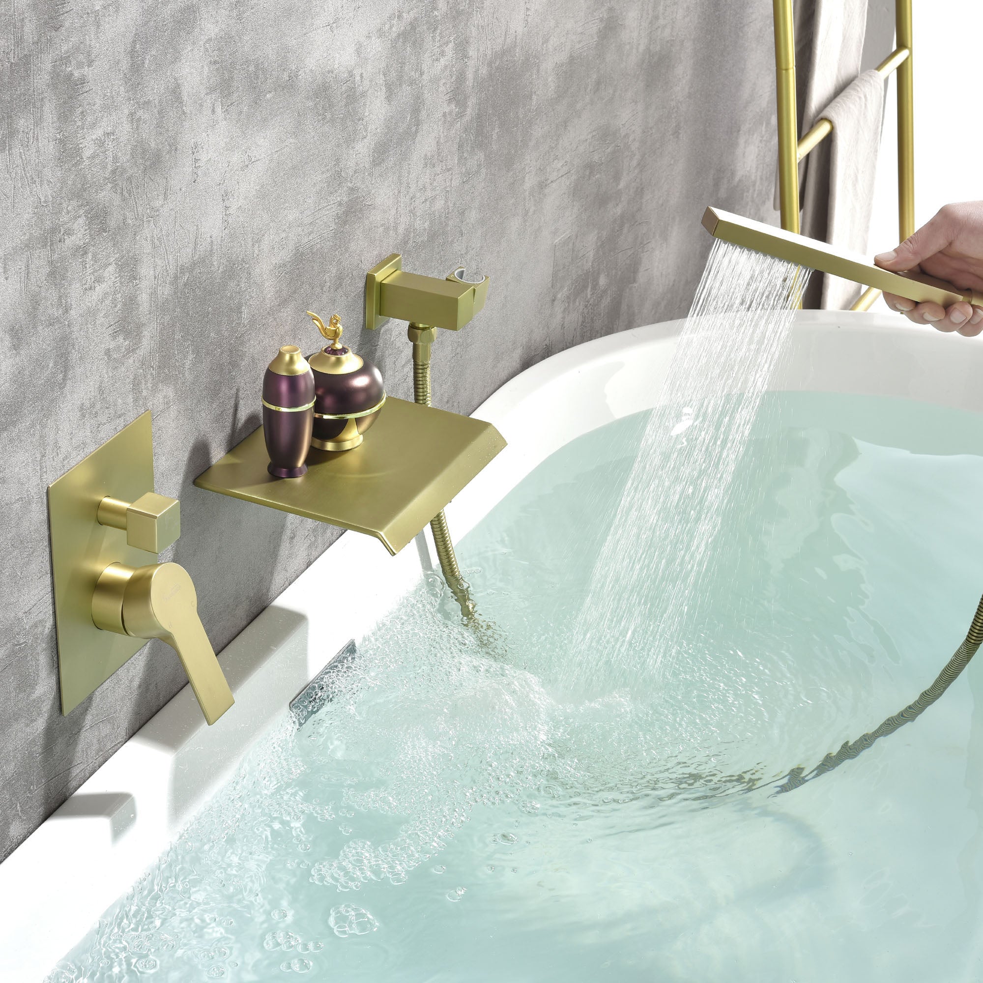 Waterfall Tub Faucet Wall Mount Roman Tub Filler
