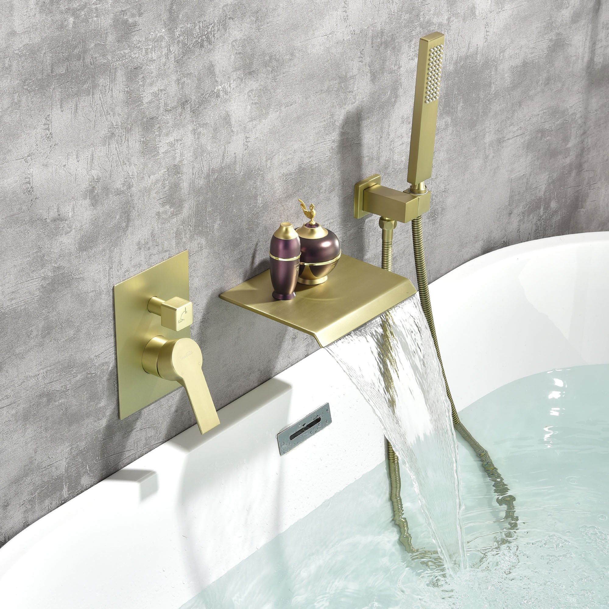 Waterfall Tub Faucet Wall Mount Roman Tub Filler