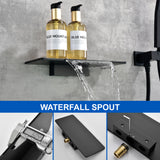 Waterfall Spout Wall Mounted Roman Tub Faucet with Handheld shower Modern Single Handle Tub Filler Solid Brass