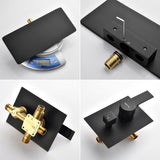 Waterfall Spout Wall Mounted Roman Tub Faucet with Handheld shower Modern Single Handle Tub Filler Solid Brass