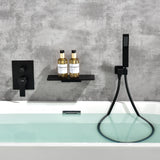 Waterfall Spout Wall Mounted Roman Tub Faucet with Handheld shower Modern Single Handle Tub Filler Solid Brass