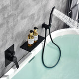 Waterfall Spout Wall Mounted Roman Tub Faucet with Handheld shower Modern Single Handle Tub Filler Solid Brass