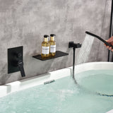 Wall Mount Tub Filler with Hand Shower, Single Handle Brass Tub Shower Faucet Set