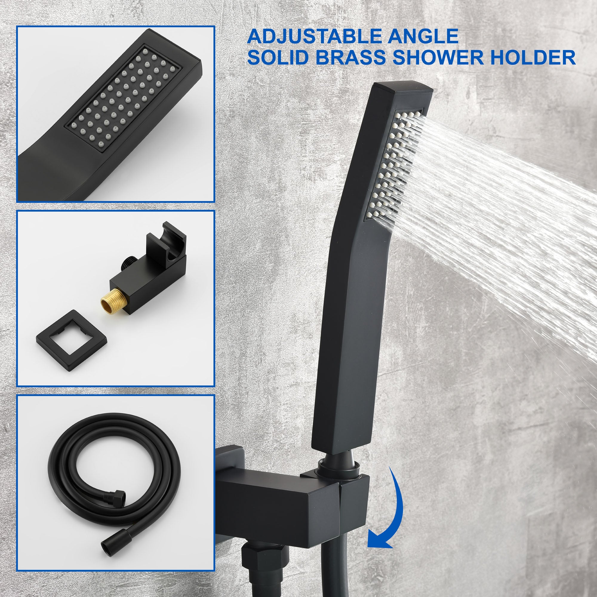 Wall Mount Tub Filler with Hand Shower, Single Handle Brass Tub Shower Faucet Set