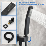 Wall Mount Tub Filler with Hand Shower, Single Handle Brass Tub Shower Faucet Set