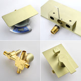 Waterfall Spout Wall Mounted Roman Tub Faucet with Handheld shower Modern Single Handle Tub Filler Solid Brass