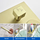 Waterfall Spout Wall Mounted Roman Tub Faucet with Handheld shower Modern Single Handle Tub Filler Solid Brass