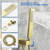Waterfall Spout Wall Mounted Roman Tub Faucet with Handheld shower Modern Single Handle Tub Filler Solid Brass