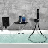 Waterfall Spout Wall Mounted Roman Tub Faucet with Handheld shower Modern Single Handle Tub Filler Solid Brass