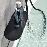 Waterfall Spout Wall Mounted Roman Tub Faucet with Handheld shower Modern Single Handle Tub Filler Solid Brass