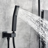 Waterfall Spout Wall Mounted Roman Tub Faucet with Handheld shower Modern Single Handle Tub Filler Solid Brass