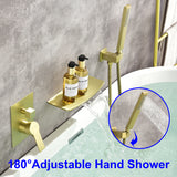 Wall Mount Tub Filler with Hand Shower, Single Handle Brass Tub Shower Faucet Set