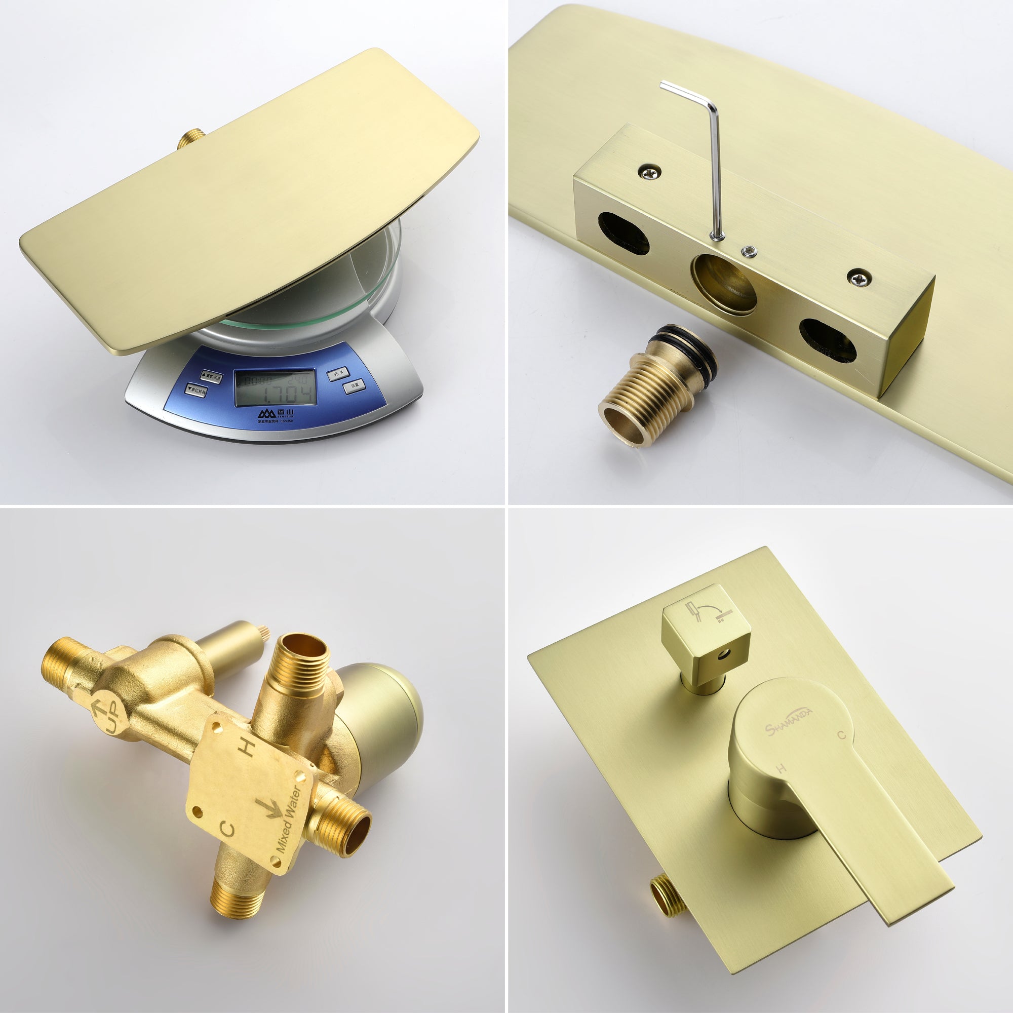 Wall Mount Tub Filler with Hand Shower, Single Handle Brass Tub Shower Faucet Set