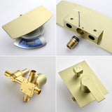 Wall Mount Tub Filler with Hand Shower, Single Handle Brass Tub Shower Faucet Set