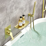 Wall Mount Tub Filler with Hand Shower, Single Handle Brass Tub Shower Faucet Set