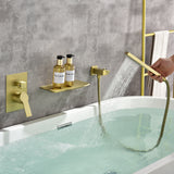 Wall Mount Tub Filler with Hand Shower, Single Handle Brass Tub Shower Faucet Set
