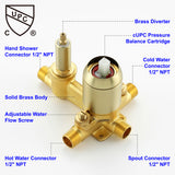 Wall Mount Tub Filler with Hand Shower, Single Handle Brass Tub Shower Faucet Set