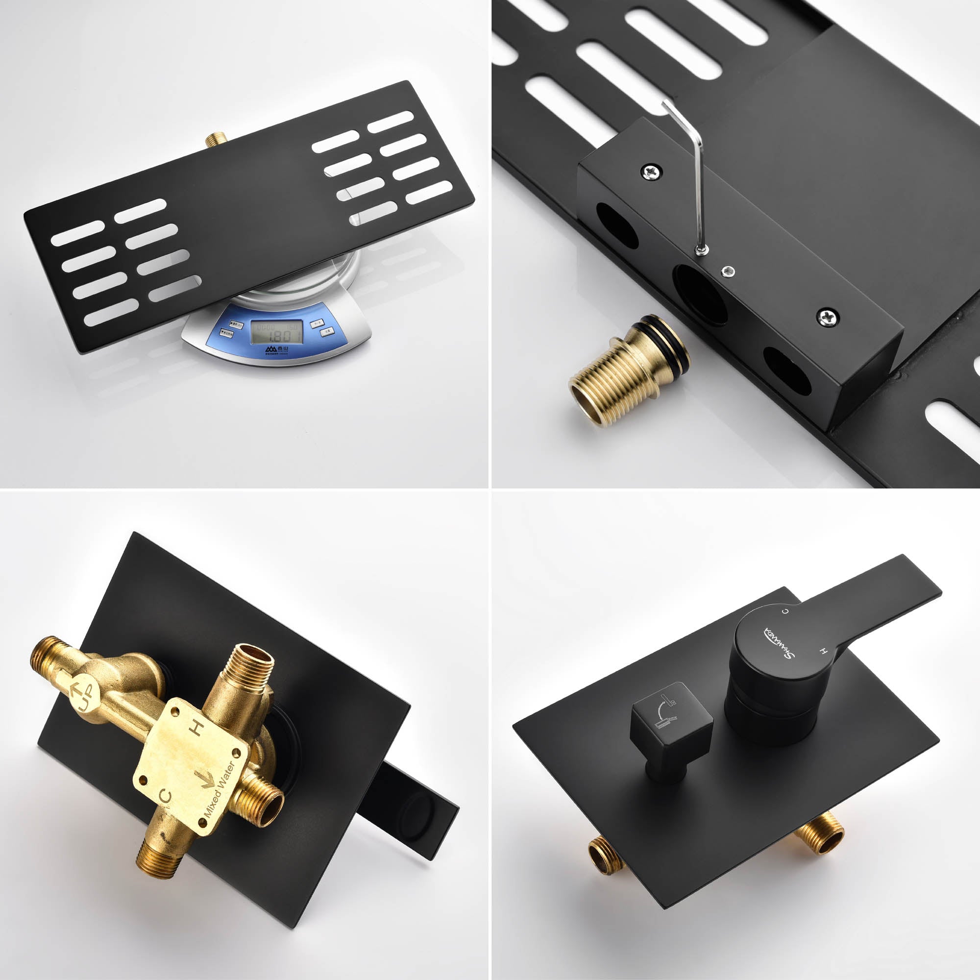 Waterfall Spout Wall Mounted Roman Tub Faucet with Handheld shower Modern Single Handle Tub Filler Solid Brass