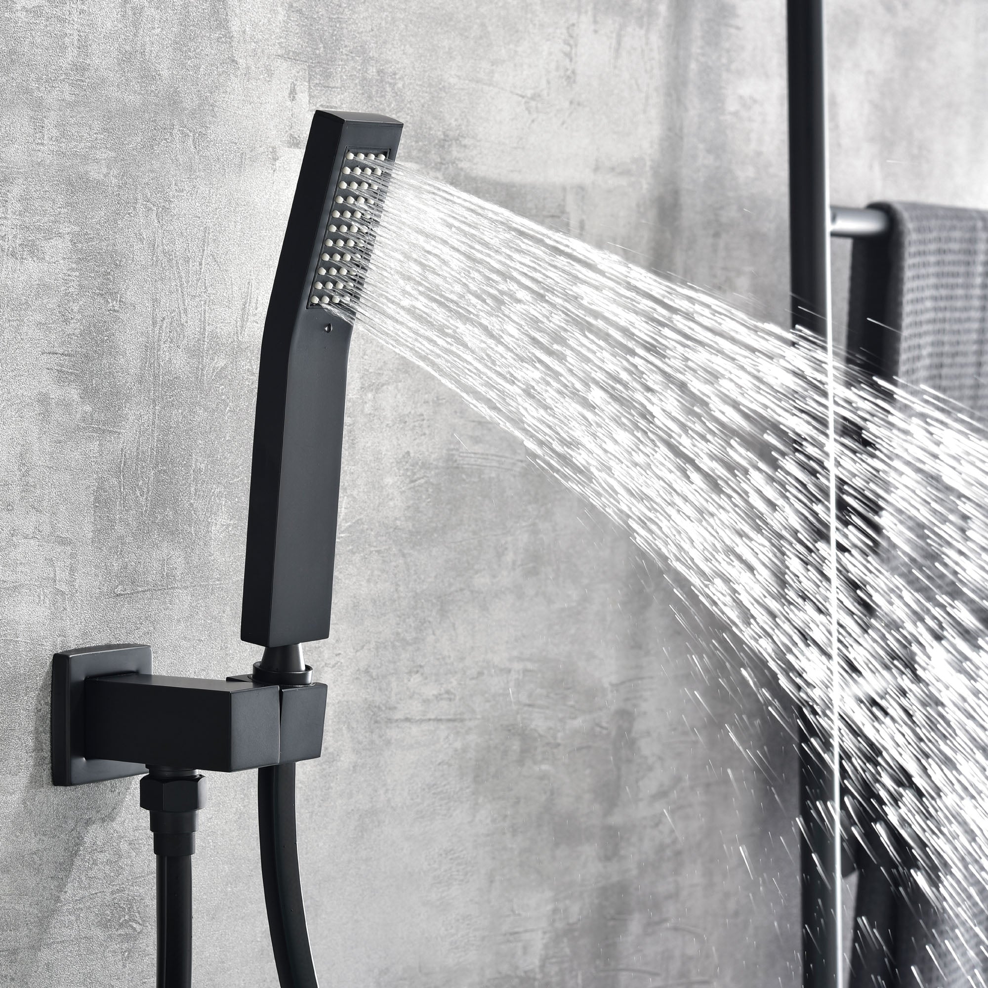 Waterfall Spout Wall Mounted Roman Tub Faucet with Handheld shower Modern Single Handle Tub Filler Solid Brass