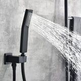 Waterfall Spout Wall Mounted Roman Tub Faucet with Handheld shower Modern Single Handle Tub Filler Solid Brass