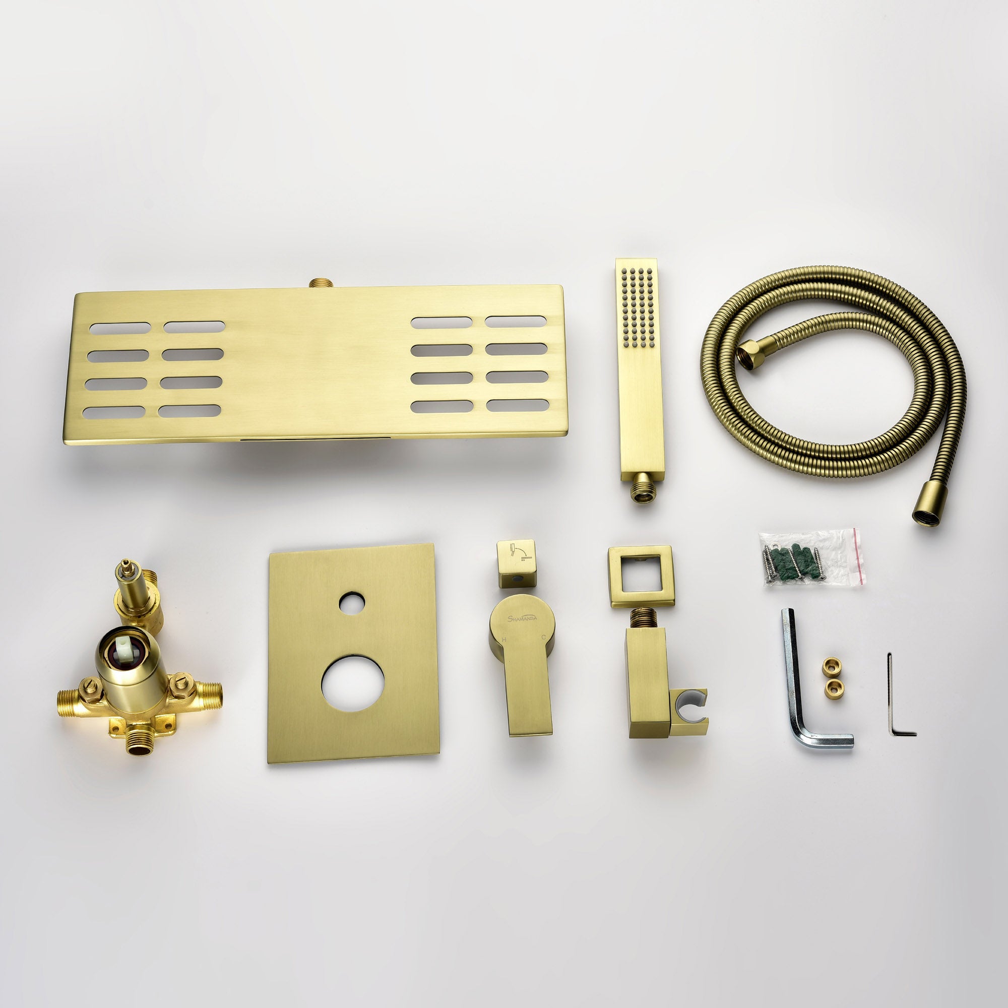 Waterfall Spout Wall Mounted Roman Tub Faucet with Handheld shower Modern Single Handle Tub Filler Solid Brass