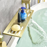 Waterfall Spout Wall Mounted Roman Tub Faucet with Handheld shower Modern Single Handle Tub Filler Solid Brass