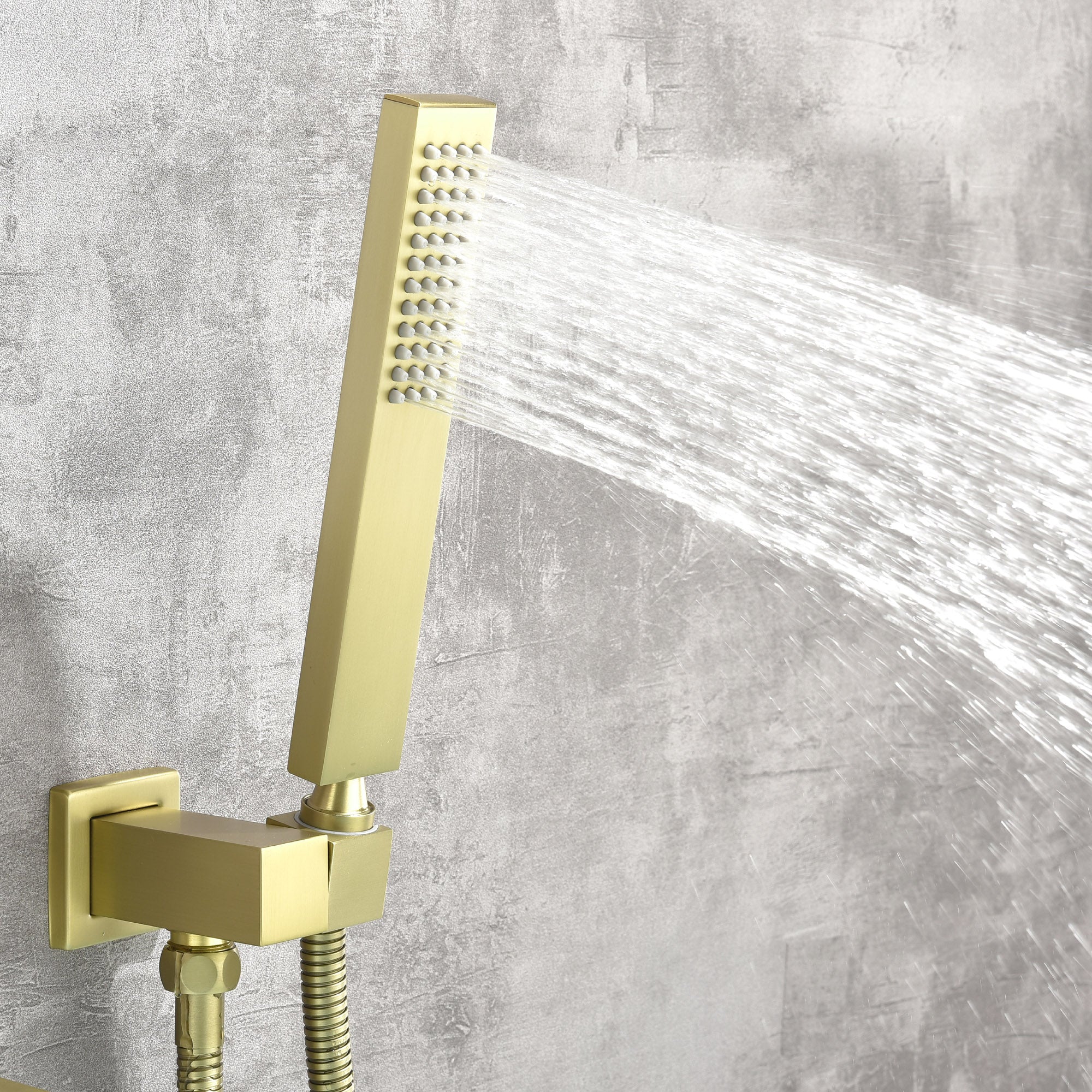 Waterfall Spout Wall Mounted Roman Tub Faucet with Handheld shower Modern Single Handle Tub Filler Solid Brass
