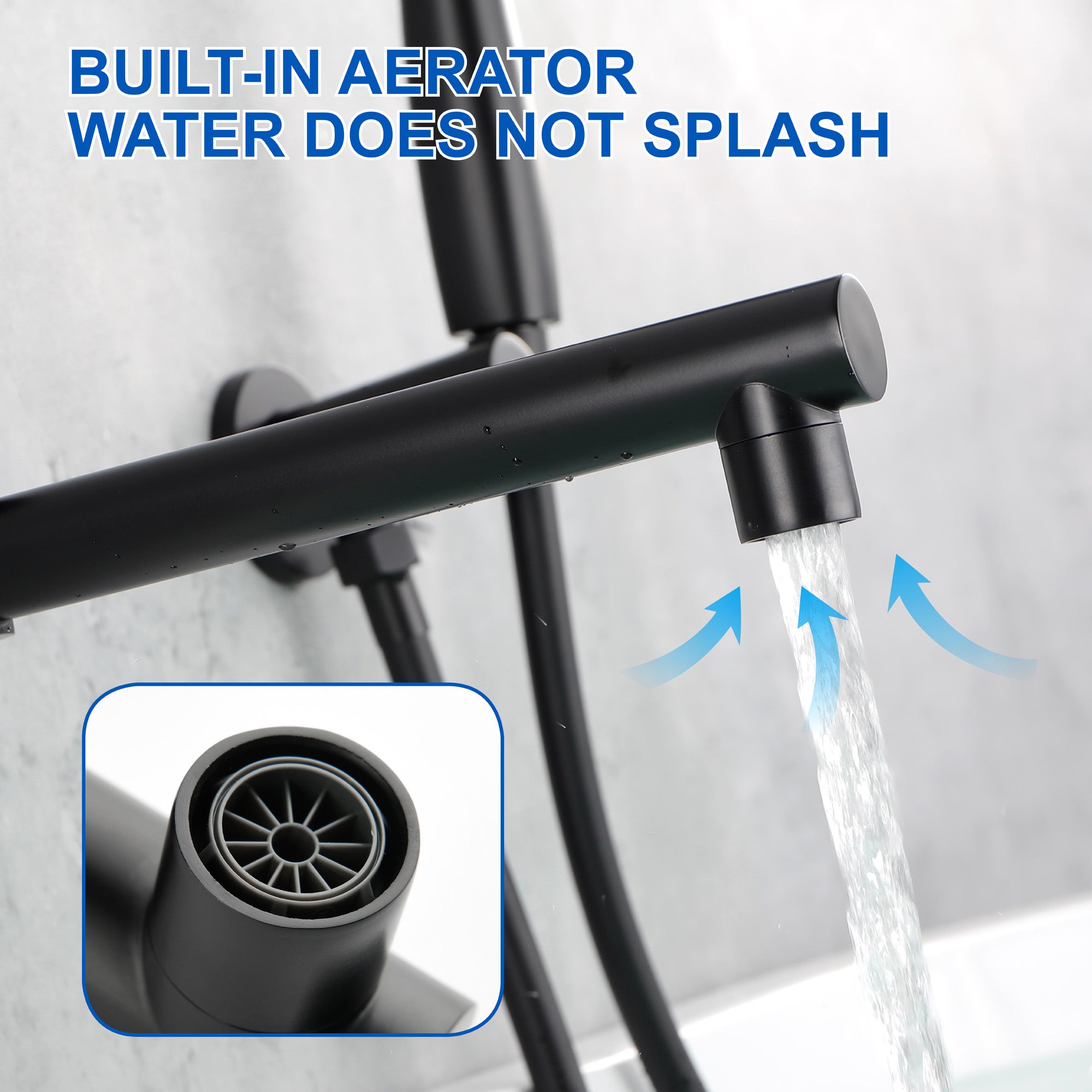 Modern  Waterfall Spout Wall Mountedwith Handheld shower