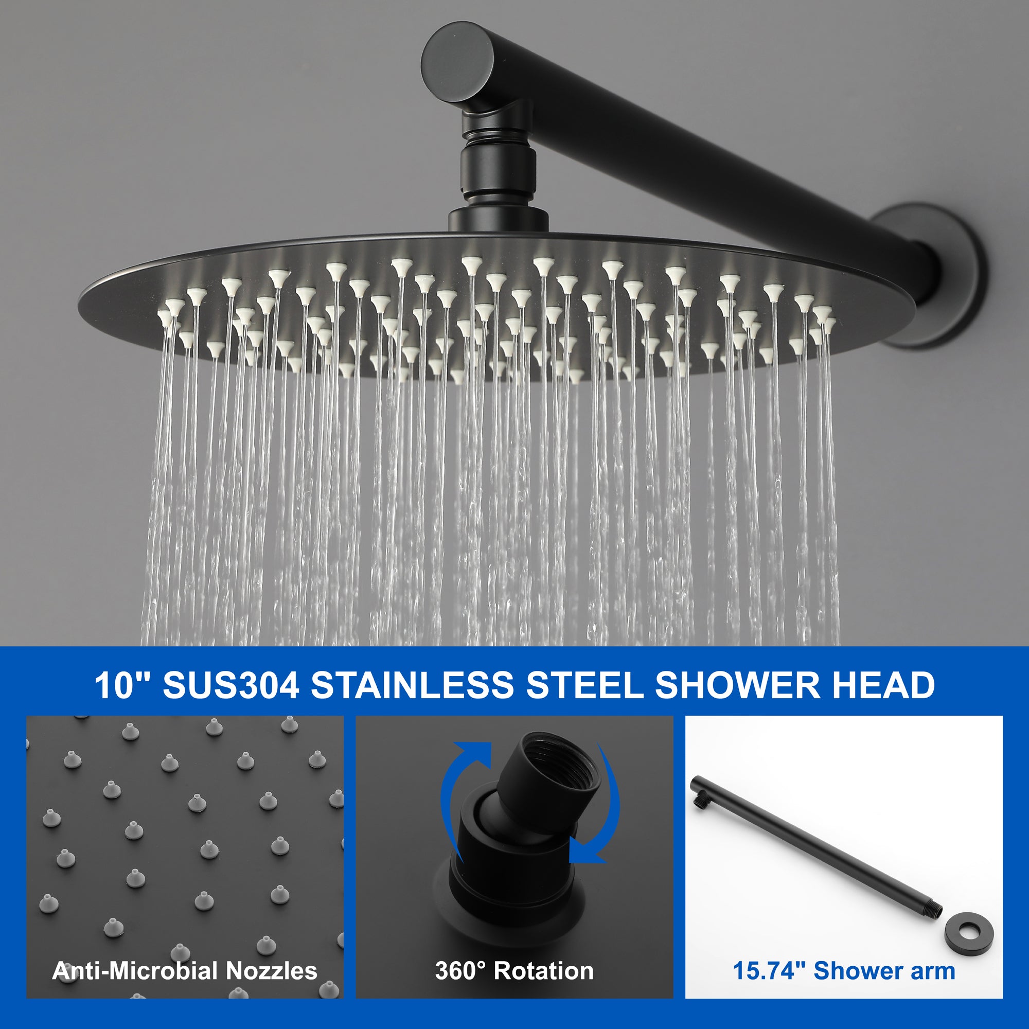 Shower System, Shower Faucets Sets Complete with High Pressure 10" Rain Shower Head and 5-Setting Handheld Shower Head