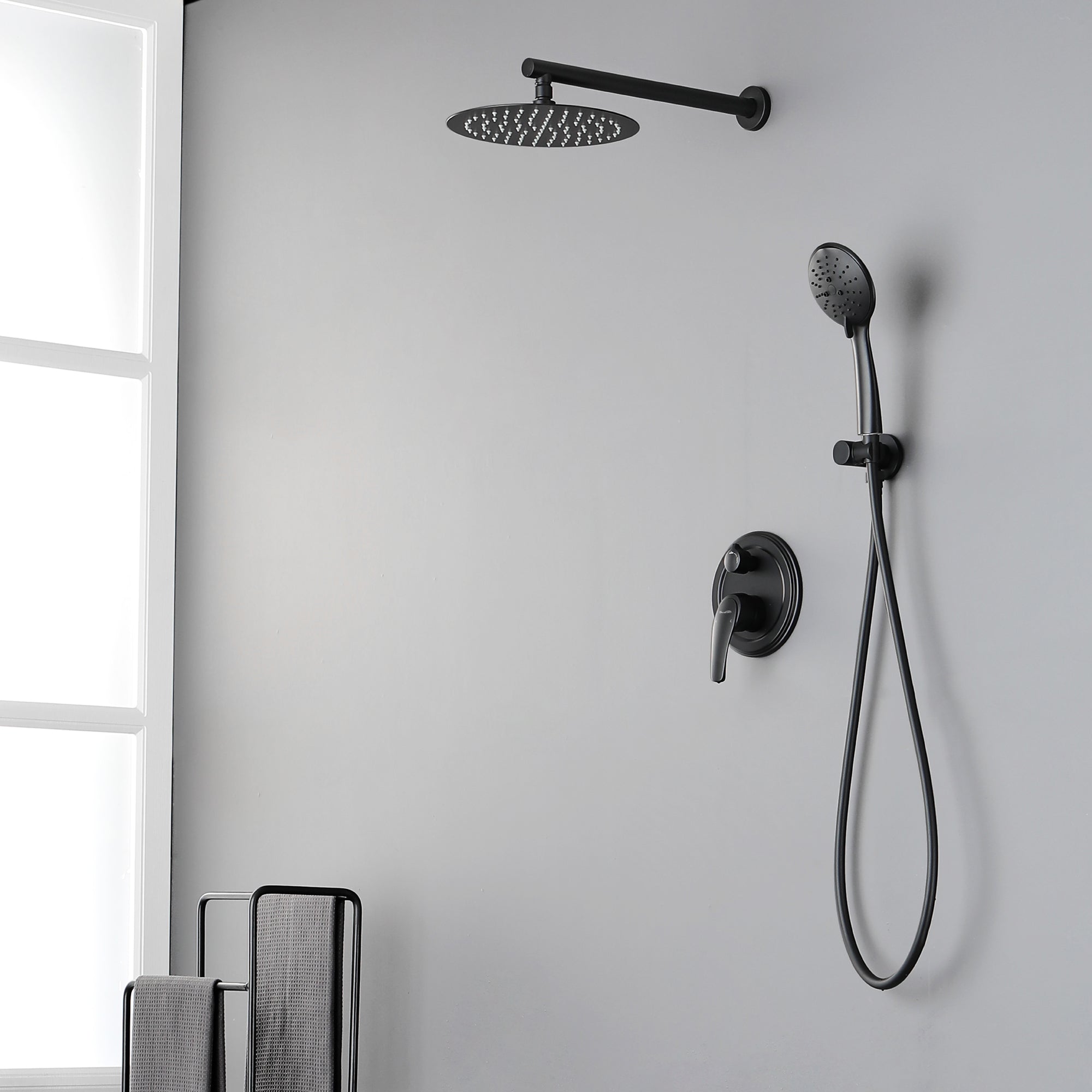 Shower System, Shower Faucets Sets Complete with High Pressure 10" Rain Shower Head and 5-Setting Handheld Shower Head