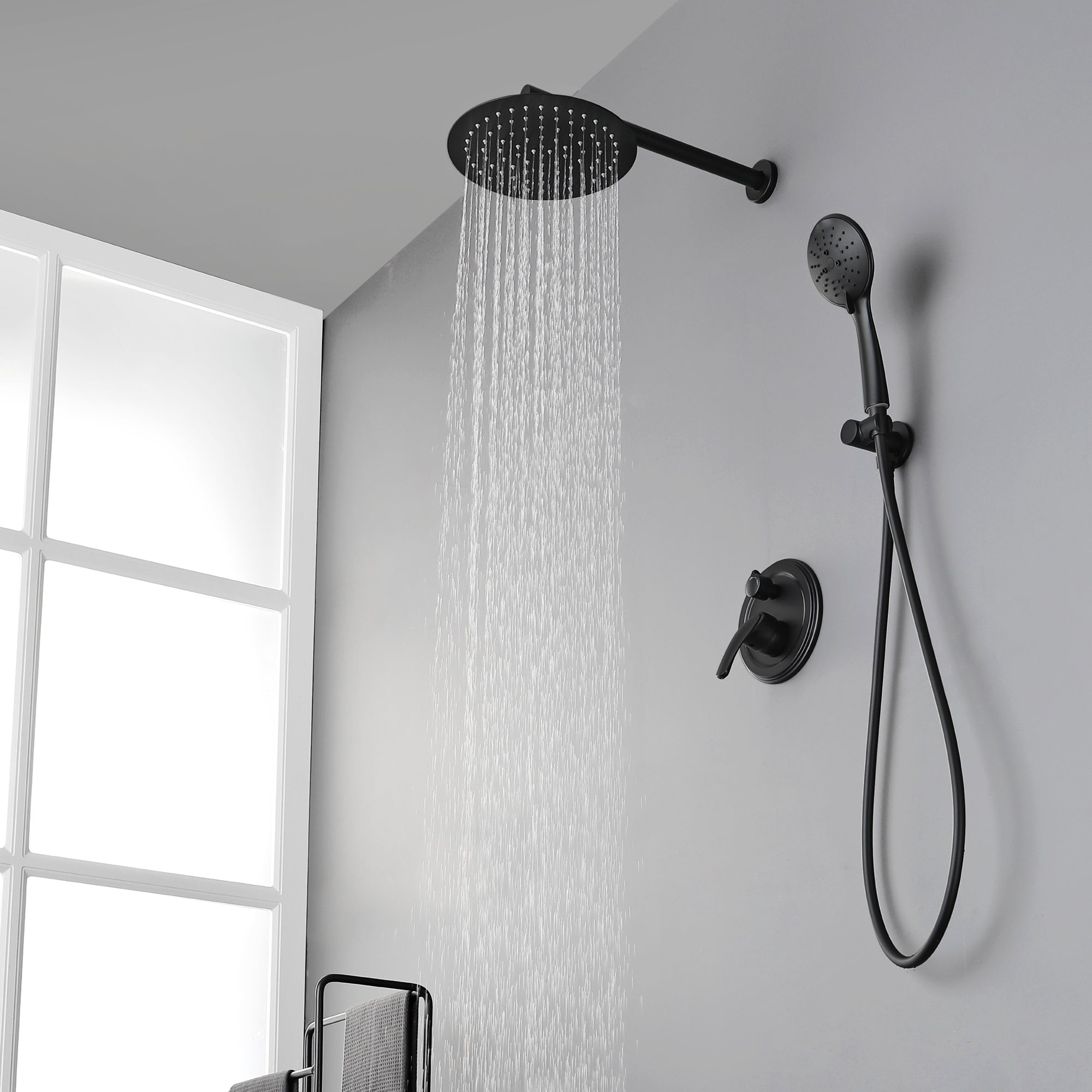 Shower System, Shower Faucets Sets Complete with High Pressure 10" Rain Shower Head and 5-Setting Handheld Shower Head