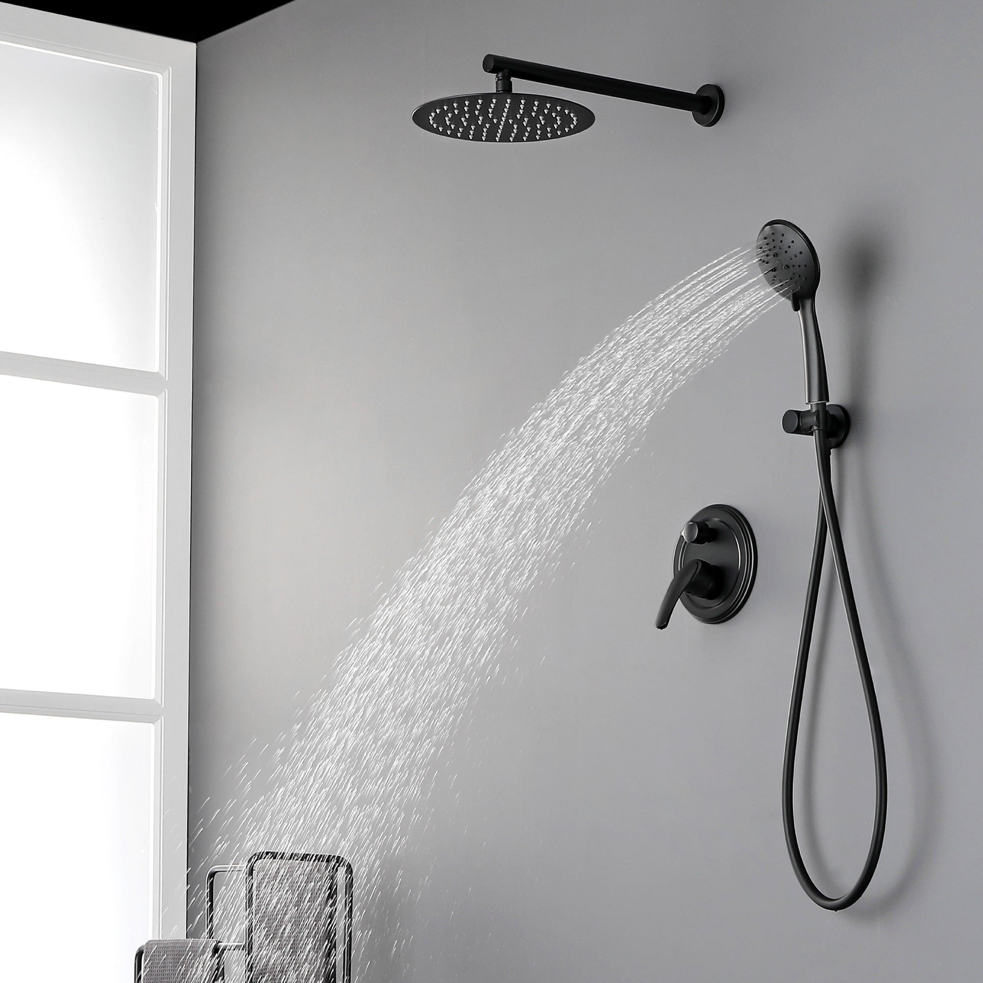 Shower System, Shower Faucets Sets Complete with High Pressure 10" Rain Shower Head and 5-Setting Handheld Shower Head
